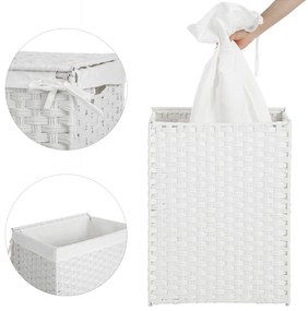 Cesto para roupa suja em Polyrattan 46 x 33 x 60 cm Branco
