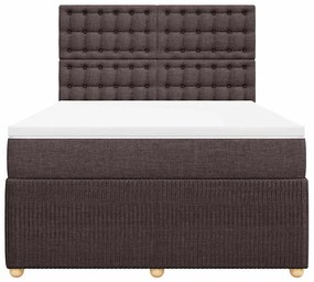 Cama com molas/colchão 140x200 cm tecido castanho-escuro