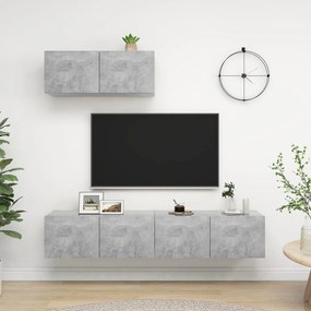 3079121 vidaXL Móveis de TV 3 pcs contraplacado cinzento cimento