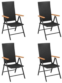 vidaXL Cadeiras de jardim 4 pcs vime PE preto