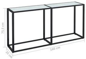 Mesa consola mármore branco 160x35x75,5 cm vidro temperado