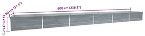 Canteiro elevado jardim aço galvanizado 600x80x45 cm cinzento