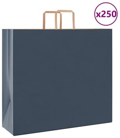 vidaXL Sacos de papel 250 unid com alças azul 54x15x49 cm