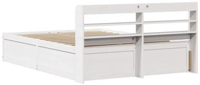 Estrutura de cama com cabeceira 140x200 cm pinho maciço branco
