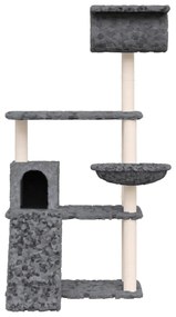 Árvore p/ gatos c/ postes arranhadores sisal 131cm cinza-escuro