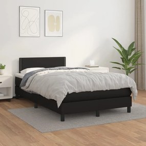 Cama boxspring com colchão 120x190 cm couro artificial preto