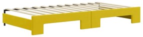 Sofá-cama com gavetão e gavetas 100x200 cm veludo amarelo