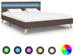 vidaXL Estrutura cama c/ LEDs 140x200cm tecido cinzento-acastanhado