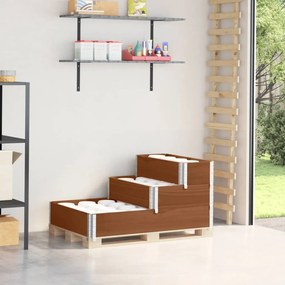 Canteiro elevado de 3 nĂveis 120x80 cm pinho maciço castanho