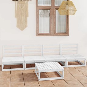 vidaXL 5 pcs conjunto lounge de jardim pinho maciço branco