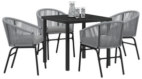 Conjunto de Jantar de Jardim de 5 Peças - Rattan Poliéster Cinza
