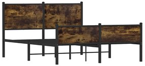 Estrutura de cama sem colchão 150x200 cm metal carvalho fumado