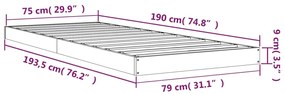 Estrutura de cama de solteiro pequena 75x190 cm pinho maciço