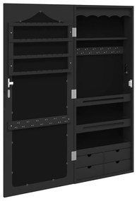 Móvel para joias de parede espelhado 37,5x10x90 cm preto