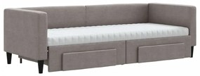 Sofá-cama c/ gavetão/gavetas 80x200 cm tecido cinza-acastanhado