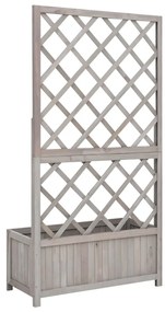 Vaso com treliça para jardim 70x30x135 cm abeto maciço cinzento