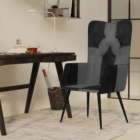 339662 vidaXL Poltrona de apoio couro genuíno preto e cinzento