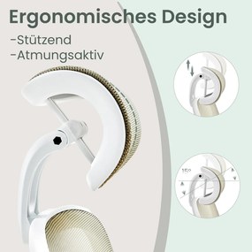 Cadeira de escritório ergonómica giratória com função de balanço em malha bege