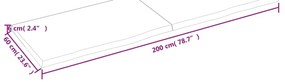 Tampo de mesa 200x60x(2-6) cm carvalho maciço não tratado