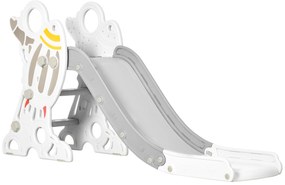 AIYAPLAY Escorregador para Crianças de 18-36 Meses com 3 Degraus Antiderrapantes 157x46,5x80 cm Cinza