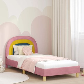 vidaXL Estrutura de Cama Infantil com Cabeceira Rosa 80 x 200 cm