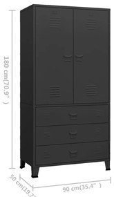 Roupeiro industrial 90x50x180 cm metal preto