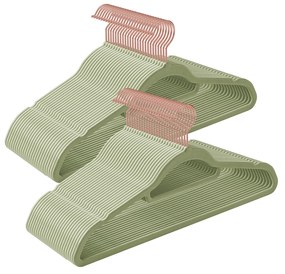 Conjunto de 50 cabides em veludo 43,5 x 22,5 cm Verde + Dourado