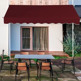 Toldo Telescópico e Retrátil 250 cm Resistente aos Raios UV Impermeável com Manivela Altura Regulável para Janela Varanda Jardim Vermelho