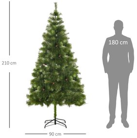 HOMCOM Árvore de Natal 210cm Árvore de Natal Artificial com 505 Ramos