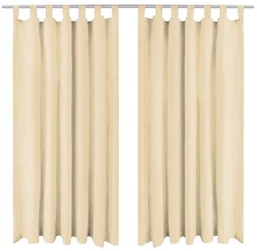 vidaXL Cortinas de cetim com presilhas 2 pcs 140x245 cm bege