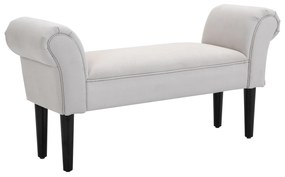 HOMCOM Banco de Pé de Cama Banco com Braços Curvados Estofado e Pés de Madeira Carga Máxima 130kg 102x31x51cm Creme | Aosom Portugal