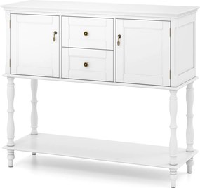 Mesa de Consola Vintage, 100 x 36 x 86,5 cm, Amplo Espaço de Arrumação, Branco