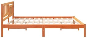 Estrutura da Cama com cabeceira Castanho-mel 200 x 200 cm