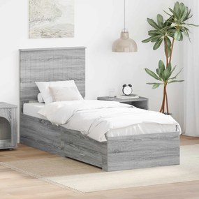 vidaXL Estrutura da Cama com gaveta Cinza Sonoma e Prata 75 x 190 cm