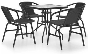 vidaXL 5 pcs conjunto de jantar para jardim preto