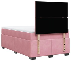 Cama boxspring com colchão 120x200 cm veludo rosa