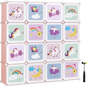 Conjunto de 16 cubos arrumação para crianças 123 x 31 x 123 cm Rosa