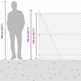 Conjunto de Postes de Cerca Prateado 10 x 1.4 m Aço Galvanizado