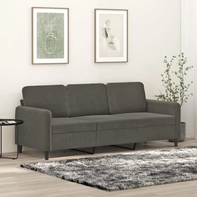 vidaXL Sofá de 3 lugares 180 cm veludo cinza-escuro