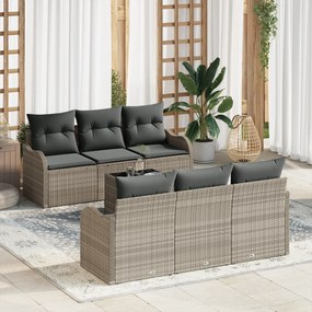 Conjunto de Sofá de Jardim vidaXL de 7 Peças com Almofadas Cinzento Cl