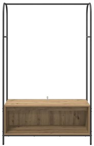 Cabide de Roupas com Prateleiras em Carvalho Artesanal 100x44x160 cm