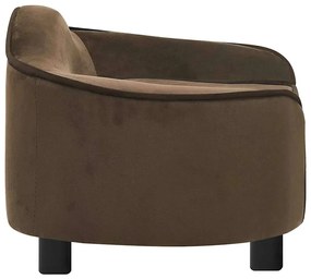 Sofá para cães 67x47x36 cm pelúcia castanho