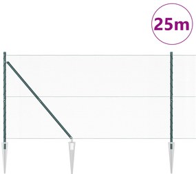 Conjunto de Cercas Conjunto de 2 Verde Metal, Plástico 25 x 1,2 m