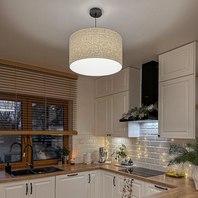 Candeeiro de teto rústico preto com cúpula bege 50 cm - Combi 1