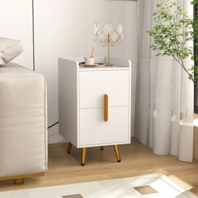 Mesa de cabeceira ou mesa apoio com 2 gavetas 40 x 32 x 60 cm e Estação de carregamento Pernas de metal resistentes branco