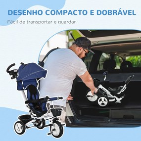 Triciclo para Bebés Dobrável Triciclo Evolutivo 2 em 1 para Crianças d