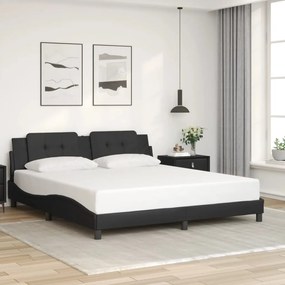 Estrutura de cama c/ luzes LED 180x200cm couro artificial preto