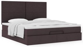 Estrutura de cama otomana com colchão tecido castanho escuro
