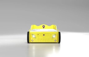 Cama para criança, Carro de Corrida Monza Grande Com Luzes LED, Oferta colchão e estrado 205 x 115 x 62 cm Amarela