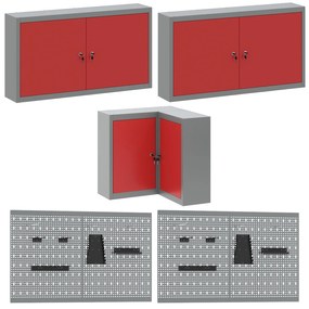 Conjunto de Mesa para Guardar Ferramentas de 10 Peças vidaXL Vermelho
